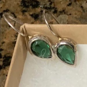 ‼️FIRE and ICE Emerald colored drop earrings.